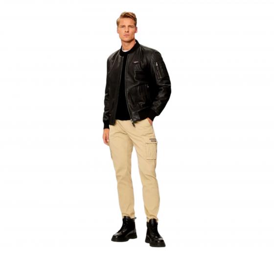 AERONAUTICA MILITARE Bomber in Pelle Con aquila in Metallo PN951 Colore Nero