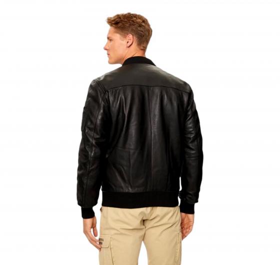 AERONAUTICA MILITARE Bomber in Pelle Con aquila in Metallo PN951 Colore Nero