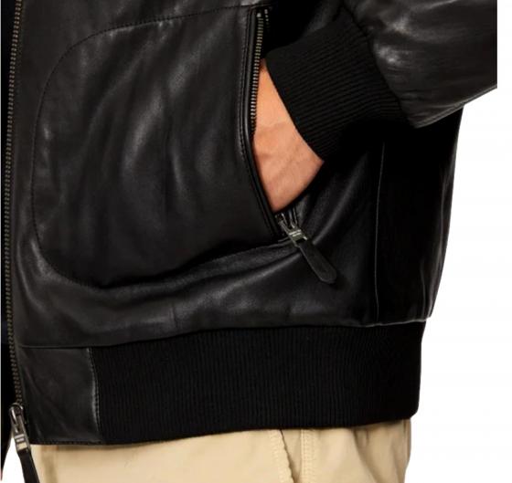 AERONAUTICA MILITARE Bomber in Pelle Con aquila in Metallo PN951 Colore Nero