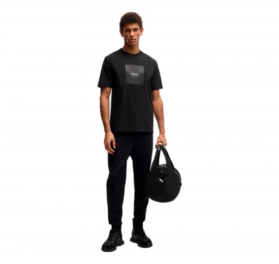BOSS T Shirt Uomo In Jersey Di Cotone Con Grafica Con Logo A Righe Sottili Tee Logo Rib 50538096 Colore Nero