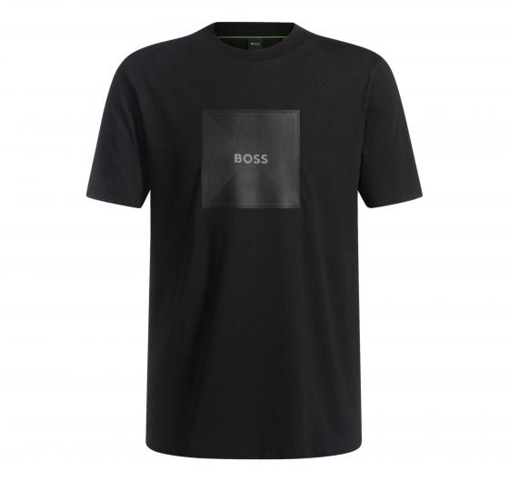 BOSS T Shirt Uomo In Jersey Di Cotone Con Grafica Con Logo A Righe Sottili Tee Logo Rib 50538096 Colore Nero