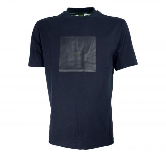BOSS T Shirt Uomo In Jersey Di Cotone Con Grafica Con Logo A Righe Sottili Tee Logo Rib 50538096 Colore Blu
