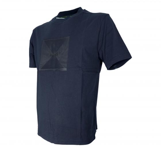 BOSS T Shirt Uomo In Jersey Di Cotone Con Grafica Con Logo A Righe Sottili Tee Logo Rib 50538096 Colore Blu