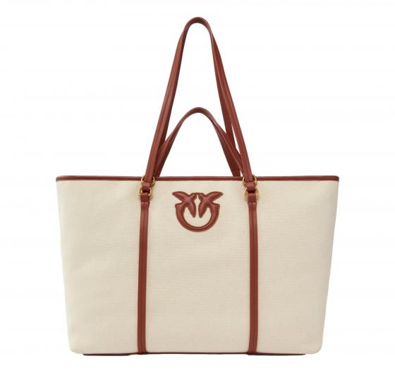 PINKO Borsa Donna Maxi Shopper In Canvas Riciclato Con Doppi Manici 104715 CL5Q Colore Beige