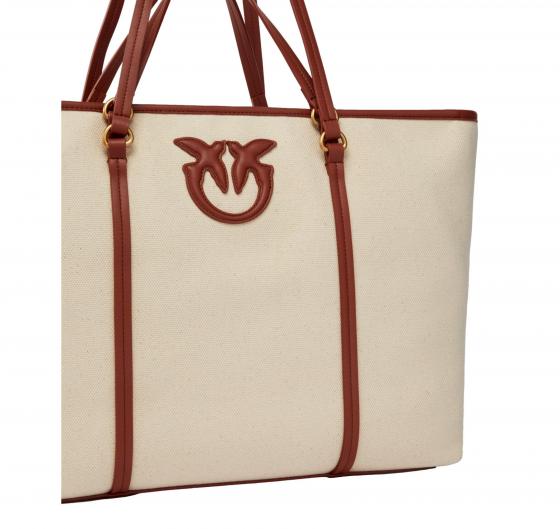 PINKO Borsa Donna Maxi Shopper In Canvas Riciclato Con Doppi Manici 104715 CL5Q Colore Beige