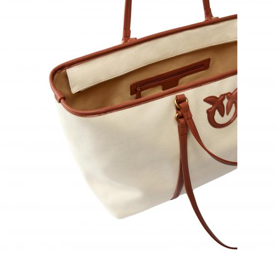 PINKO Borsa Donna Maxi Shopper In Canvas Riciclato Con Doppi Manici 104715 CL5Q Colore Beige