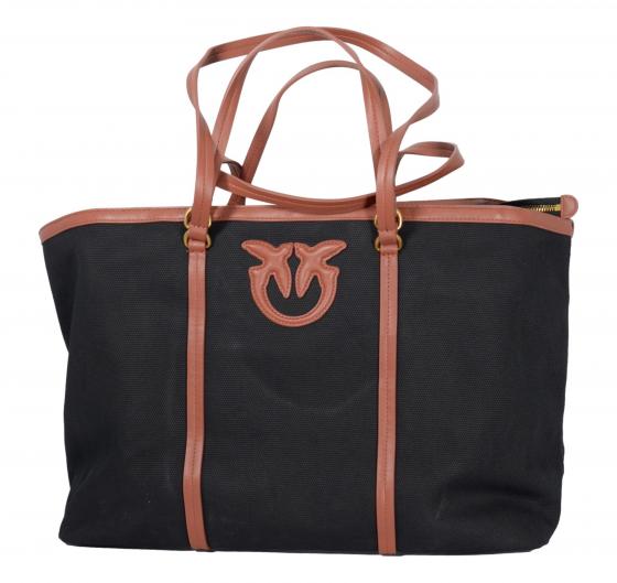 PINKO Borsa Donna Maxi Shopper In Canvas Riciclato Con Doppi Manici 104715 ZL2Q Colore Nero