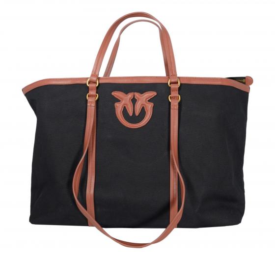 PINKO Borsa Donna Maxi Shopper In Canvas Riciclato Con Doppi Manici 104715 ZL2Q Colore Nero