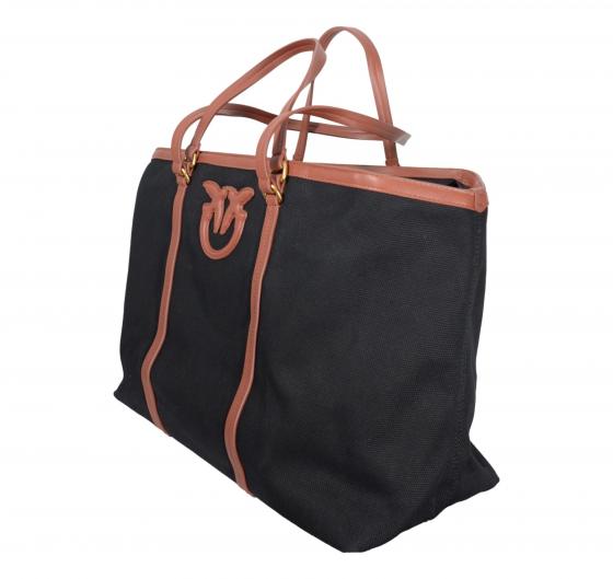 PINKO Borsa Donna Maxi Shopper In Canvas Riciclato Con Doppi Manici 104715 ZL2Q Colore Nero