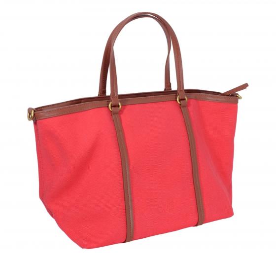 PINKO Borsa Donna Miranda Shopper Classic Canvas E Pelle 104714 RR1Q Colore Rosso