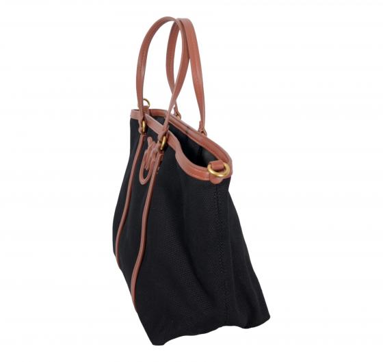 PINKO Borsa Donna Miranda Shopper Classic Canvas e Pelle 104714 ZL2Q Colore Nero