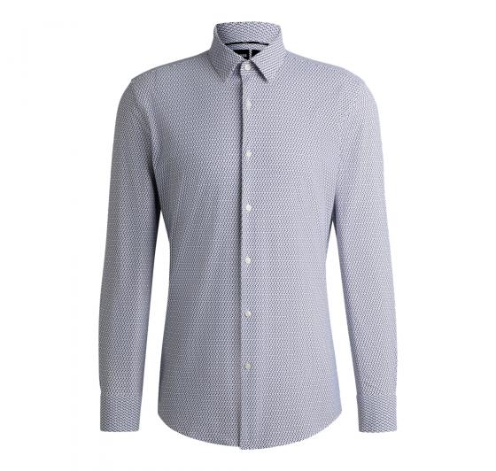 BOSS Camicia Uomo Slim Fit In Jersey Elasticizzato Ad Alte Prestazioni Con Stampa 50539392 Colore Blu a Motivi