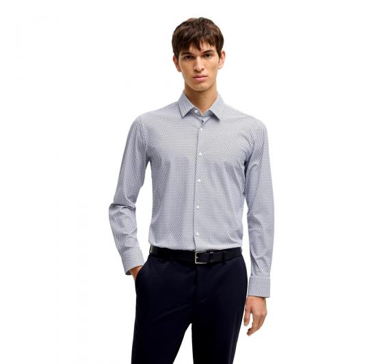 BOSS Camicia Uomo Slim Fit In Jersey Elasticizzato Ad Alte Prestazioni Con Stampa 50539392 Colore Blu a Motivi