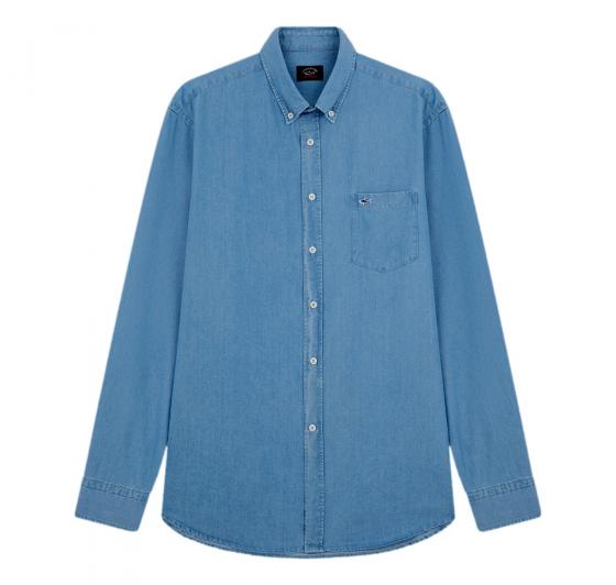 PAUL SHARK Camicia Uomo In Cotone Botton Down 99313004R Colore Blu Denim