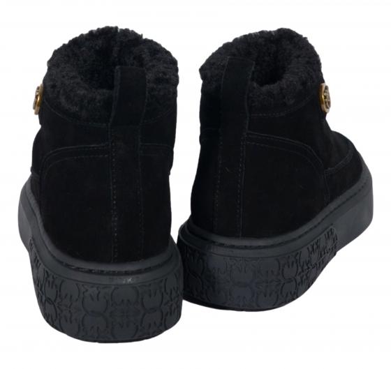 PINKO Yoko 22 Mid Sneakers SS0105P055 Donna in Camoscio Nero con Fodera in Pelliccia Sintetica