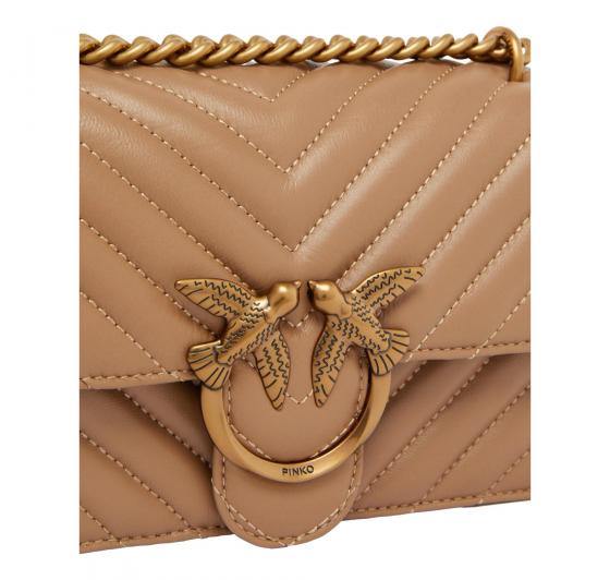 PINKO Borsa Donna Love One Mini Dc Sheep Nappa Chevron 100074 Colore Beige D01Q
