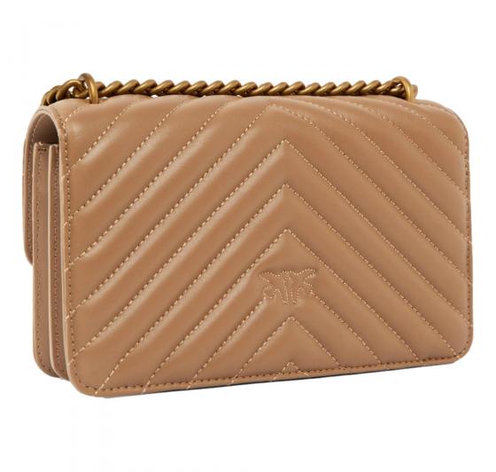 PINKO Borsa Donna Love One Mini Dc Sheep Nappa Chevron 100074 Colore Beige D01Q