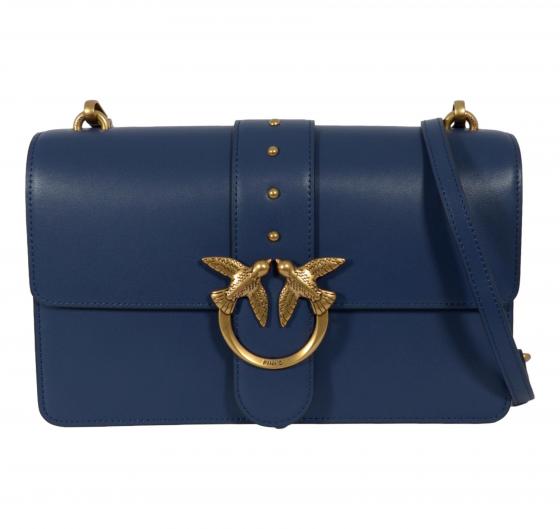 PINKO Borsa Donna Love One Classic St Cl Vitello Seta 105857 Colore Blu Indaco G08Q