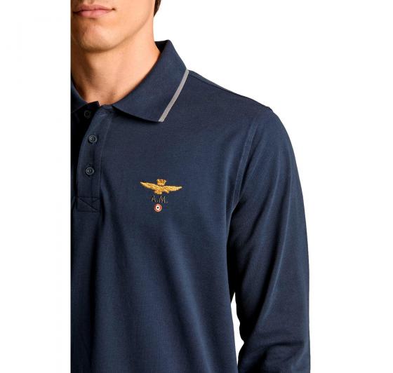 AERONAUTICA MILITARE Polo Uomo Manica Lunga Basica In Cotone PO1653UP00082 Colore Blu