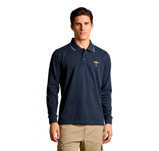 AERONAUTICA MILITARE Polo Uomo Manica Lunga Basica In Cotone PO1653UP00082 Colore Blu