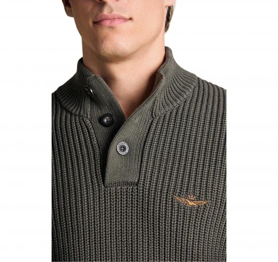 AERONAUTICA MILITARE Maglia Uomo Collo Alto Con Bottoni In Cotone MA1572UL00409 Colore Grigio