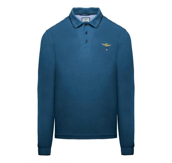 AERONAUTICA MILITARE Polo Uomo Manica Lunga Basica In Cotone PO1653UP00082 Colore Blu Avio