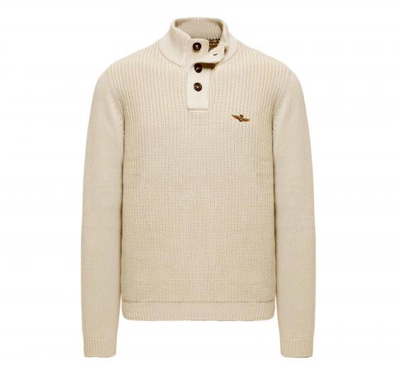 AERONAUTICA MILITARE Maglia Uomo Collo Alto Con Bottoni In Cotone MA1572UL00409 Colore Beige Chiaro