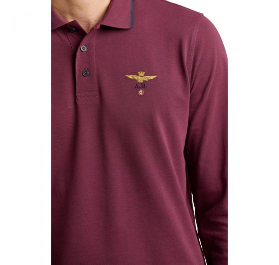 AERONAUTICA MILITARE Polo Uomo Manica Lunga Basica In Cotone PO1653UP00082 Colore Bordeaux