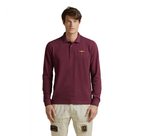 AERONAUTICA MILITARE Polo Uomo Manica Lunga Basica In Cotone PO1653UP00082 Colore Bordeaux