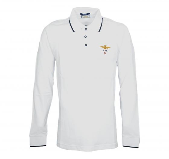 AERONAUTICA MILITARE Polo Uomo Manica Lunga Basica In Cotone PO1653UP00082 Colore Bianco