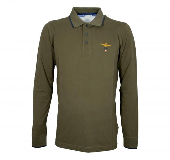AERONAUTICA MILITARE Polo Uomo Manica Lunga Basica In Cotone PO1653UP00082 Colore Verde Militare