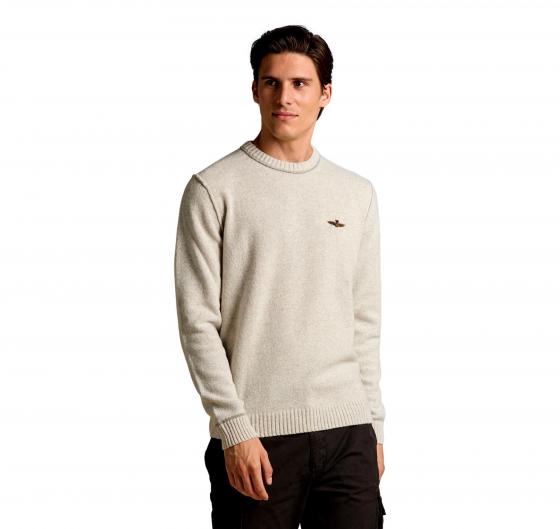 AERONAUTICA MILITARE Maglia Girocollo In Lana Tinto Filo MA1608UL00924 Colore Grigio Chiaro