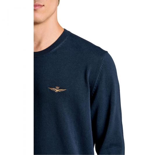 AERONAUTICA MILITARE Maglia Uomo Girocollo In Cotone Tinto Filo MA1611UL00506 Colore Blu