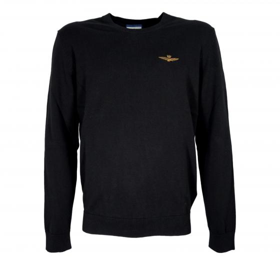 AERONAUTICA MILITARE Maglia Uomo Girocollo In Cotone Tinto Filo MA1611UL00506 Colore Nero