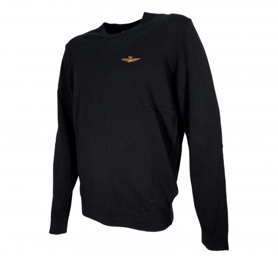 AERONAUTICA MILITARE Maglia Uomo Girocollo In Cotone Tinto Filo MA1611UL00506 Colore Nero