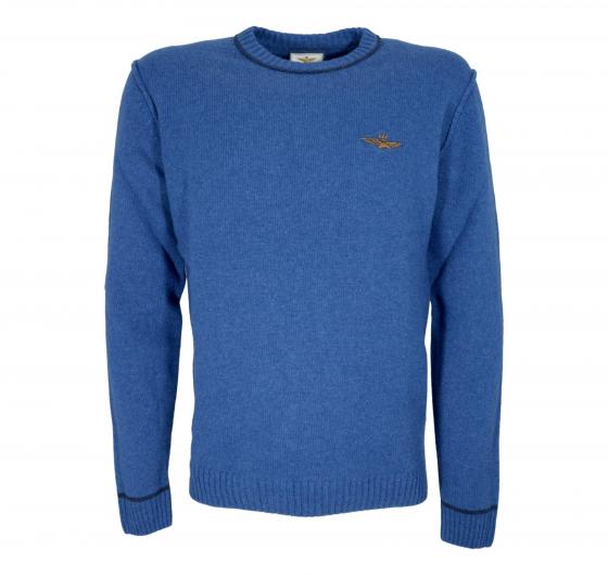 AERONAUTICA MILITARE Maglia Girocollo In Lana Tinto Filo MA1608UL00924 Colore Blu