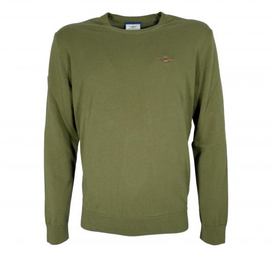 AERONAUTICA MILITARE Maglia Uomo Girocollo In Cotone Tinto Filo MA1611UL00506 Colore Verde