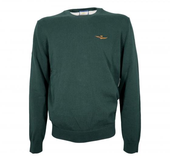 AERONAUTICA MILITARE Maglia Uomo Girocollo In Cotone Tinto Filo MA1611UL00506 Colore Verde Scuro