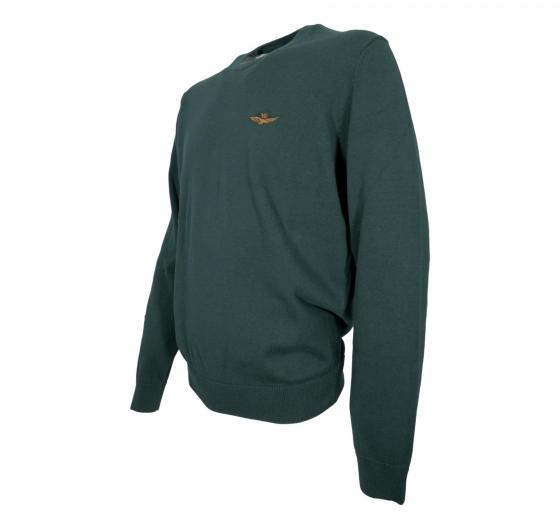 AERONAUTICA MILITARE Maglia Uomo Girocollo In Cotone Tinto Filo MA1611UL00506 Colore Verde Scuro