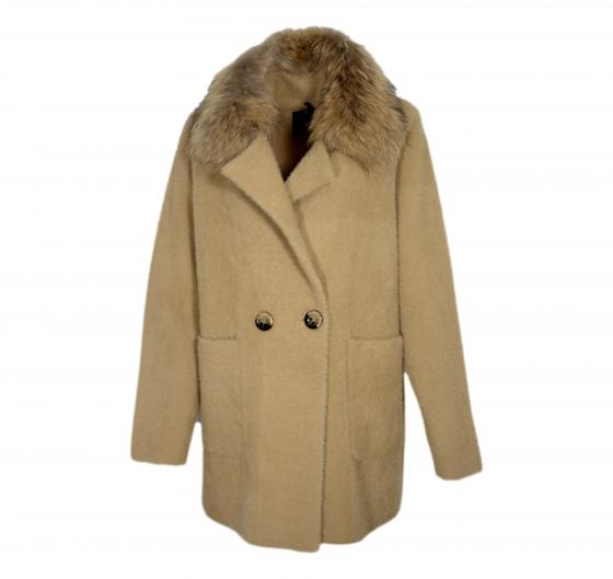 VLAB Cappotto Donna Con Colletto In Pelliccia Rimovibile FW52060 TINA Colore Beige