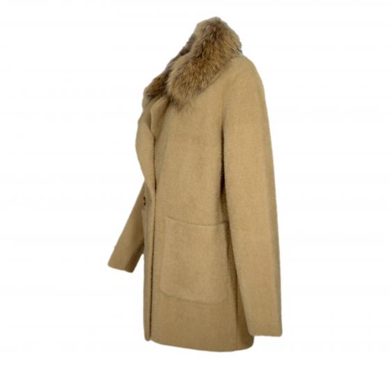 VLAB Cappotto Donna Con Colletto In Pelliccia Rimovibile FW52060 TINA Colore Beige