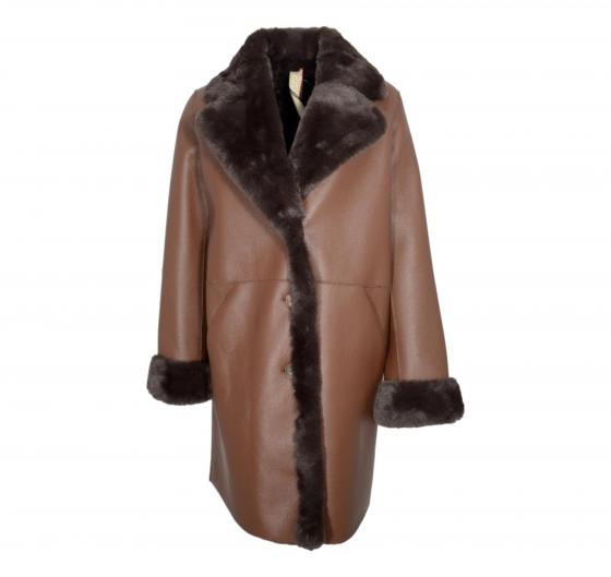 VLAB Giaccone Donna Con Tasche Laterali FW56032 Stormy Colore Marrone