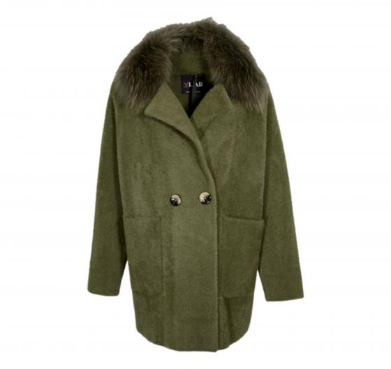VLAB Cappotto Donna Con Colletto In Pelliccia Rimovibile FW52060 TINA Colore Verde