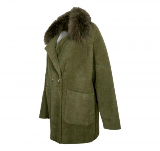 VLAB Cappotto Donna Con Colletto In Pelliccia Rimovibile FW52060 TINA Colore Verde