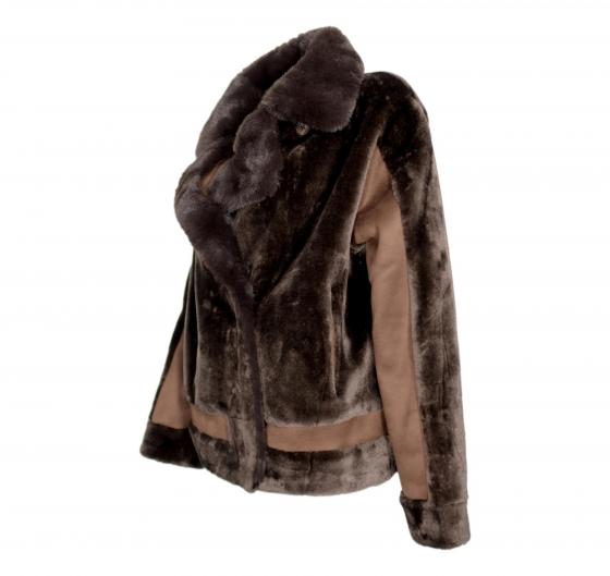 VLAB Giubbotto Donna Chiodo Effetto Pelliccia FW56036 FACE Colore Marrone