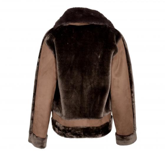 VLAB Giubbotto Donna Chiodo Effetto Pelliccia FW56036 FACE Colore Marrone