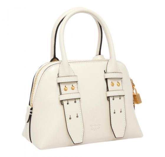 PINKO Borsa Donna Bowling Bag Zip Mini Vitello Morbido 105333 Colore Bianco Z14V