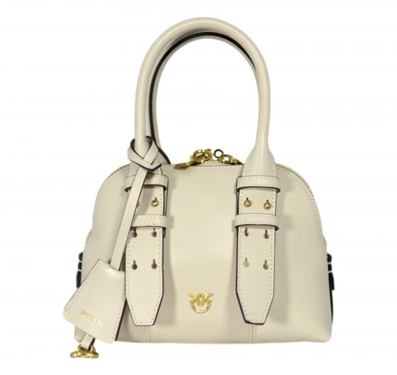 PINKO Borsa Donna Bowling Bag Zip Mini Vitello Morbido 105333 Colore Bianco Z14V
