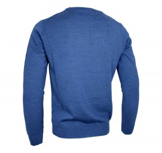 CASHMERE COMPANY Maglia Uomo Girocollo Pura Lana Merinos Extrafine Slim fit Colore 252 Blu