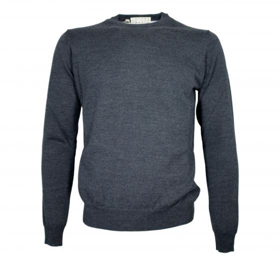 CASHMERE COMPANY Maglia Uomo Girocollo Pura Lana Merinos Extrafine Slim fit Colore 198 Grigio